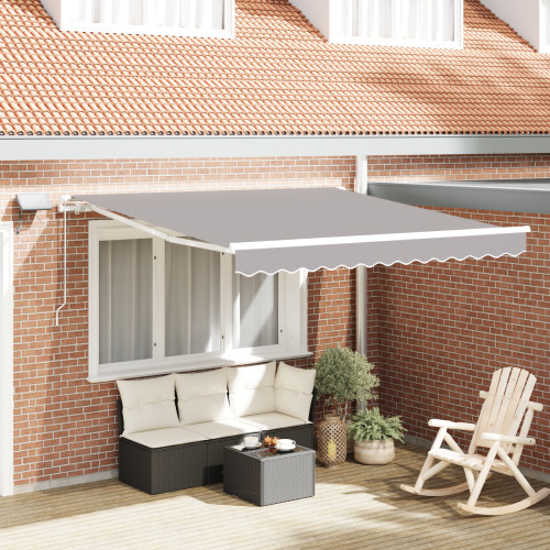 vidaXL Utdragbar markis Ljusgrå 350 x 250 cm Duk och Aluminium