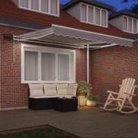 Produktbild för Utdragbar markis Ljusgrå 350 x 250 cm Duk och Aluminium