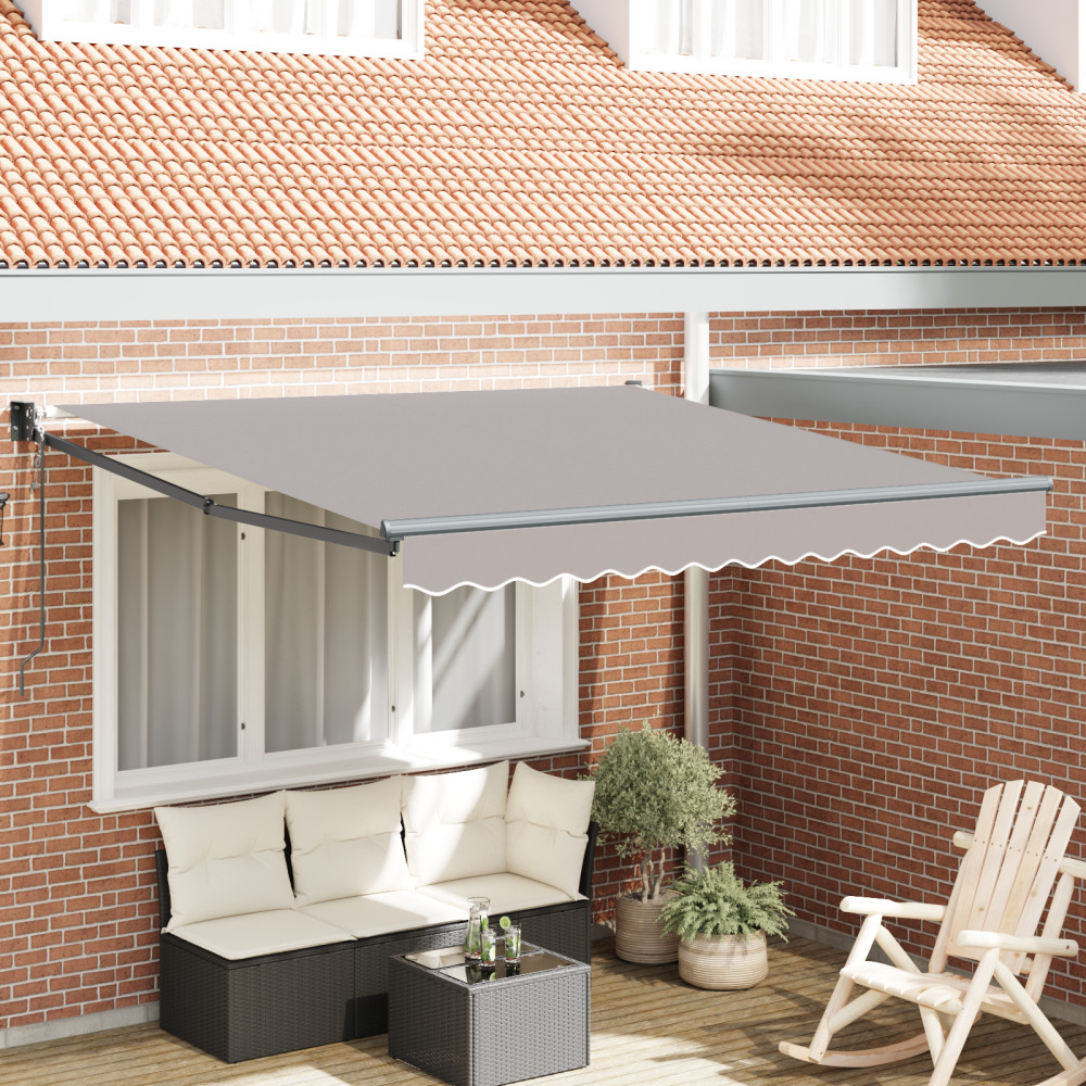Produktbild för Markis Ljusgrå 350 x 250 cm Polyester och metall