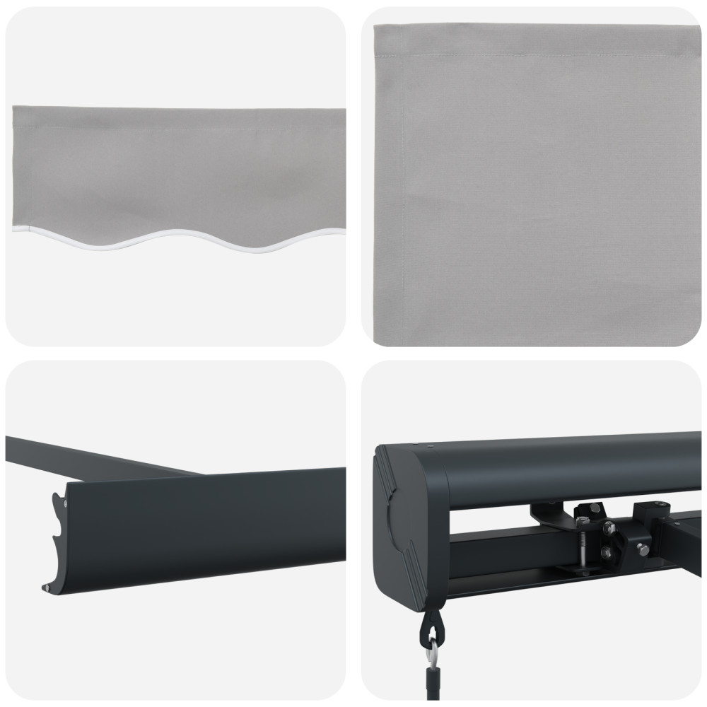 Produktbild för Utdragbar markis Ljusgrå 350 x 250 cm Canvas och Aluminium