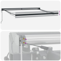 Produktbild för Utdragbar markis Ljusgrå 350 x 250 x 165 cm Tyg och Metall