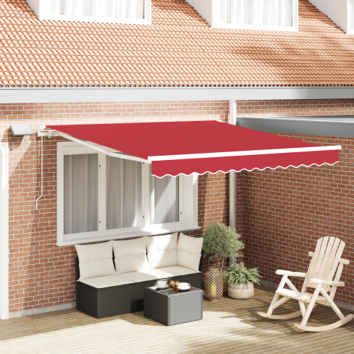 vidaXL Utdragbar markis Röd 350 x 250 cm Duk och Aluminium