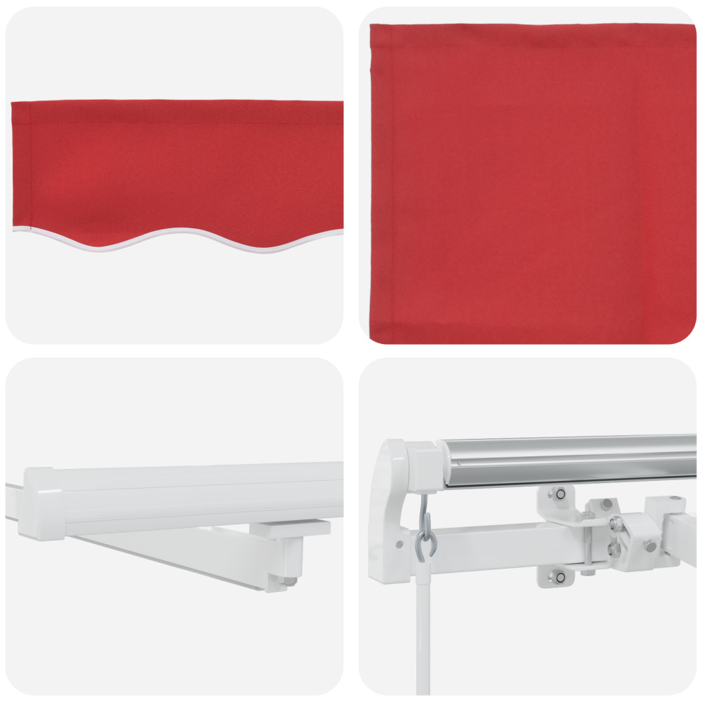Produktbild för Utdragbar markis Röd 350 x 250 cm Duk och Aluminium