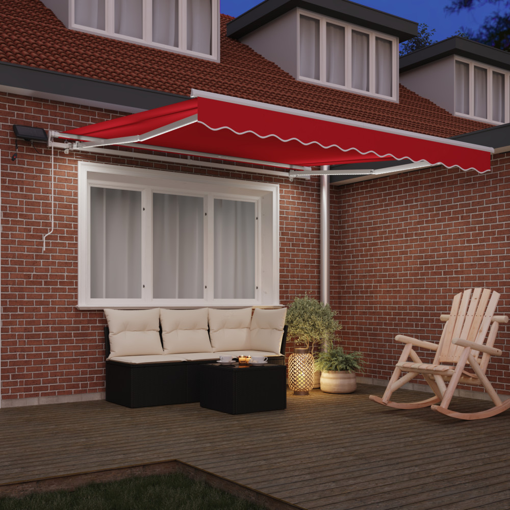 Produktbild för Utdragbar markis Röd 350 x 250 cm Duk och Aluminium