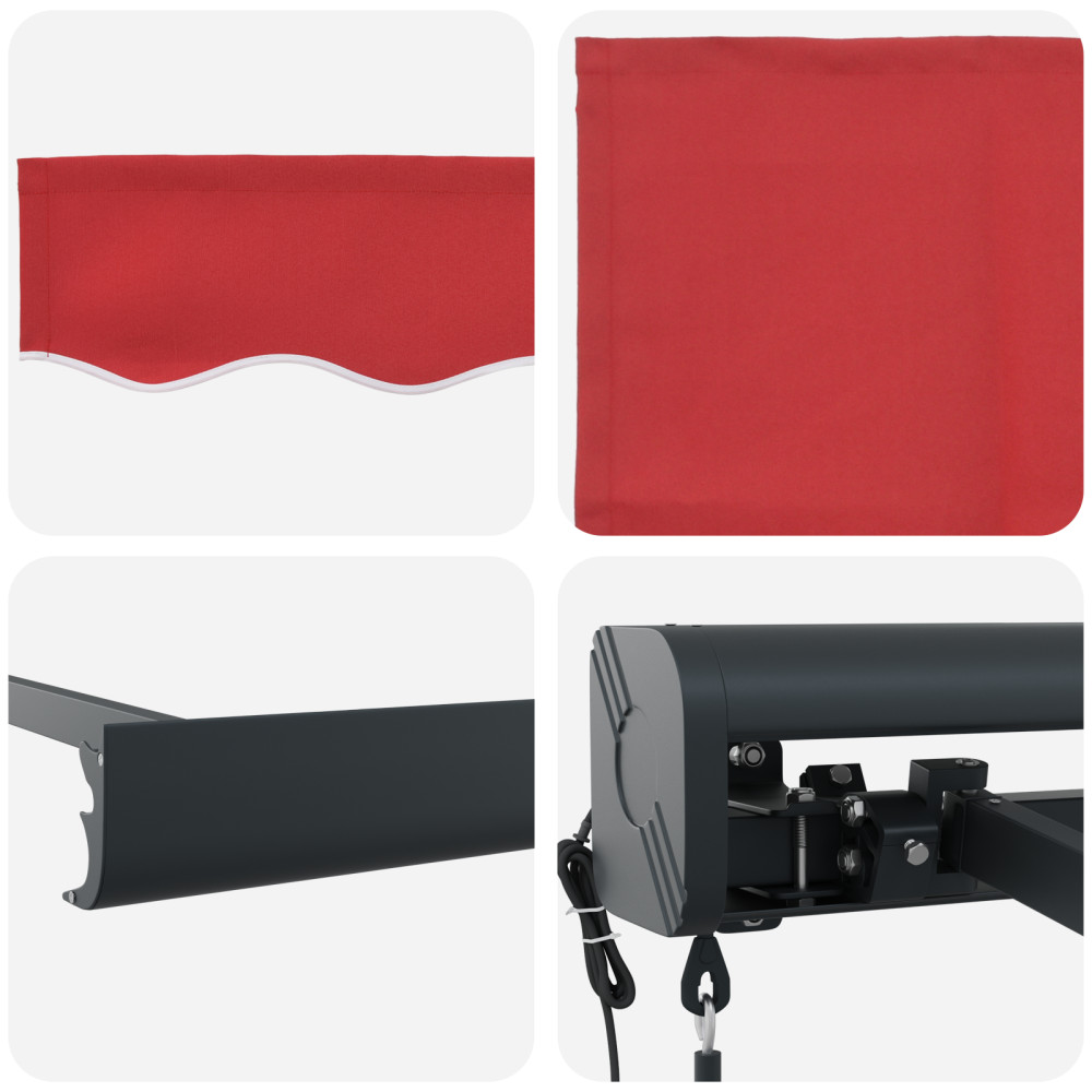 Produktbild för Utdragbar markis Röd 350 x 250 x 165 cm Tyg och Metall