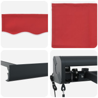 Produktbild för Utdragbar markis Röd 350 x 250 x 165 cm Tyg och Metall