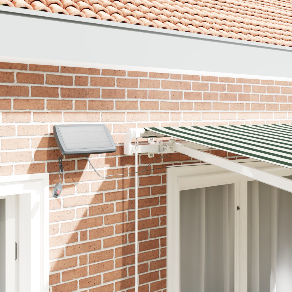 Produktbild för Utdragbar markis Grön och Vit 350 x 250 cm Duk och Aluminium
