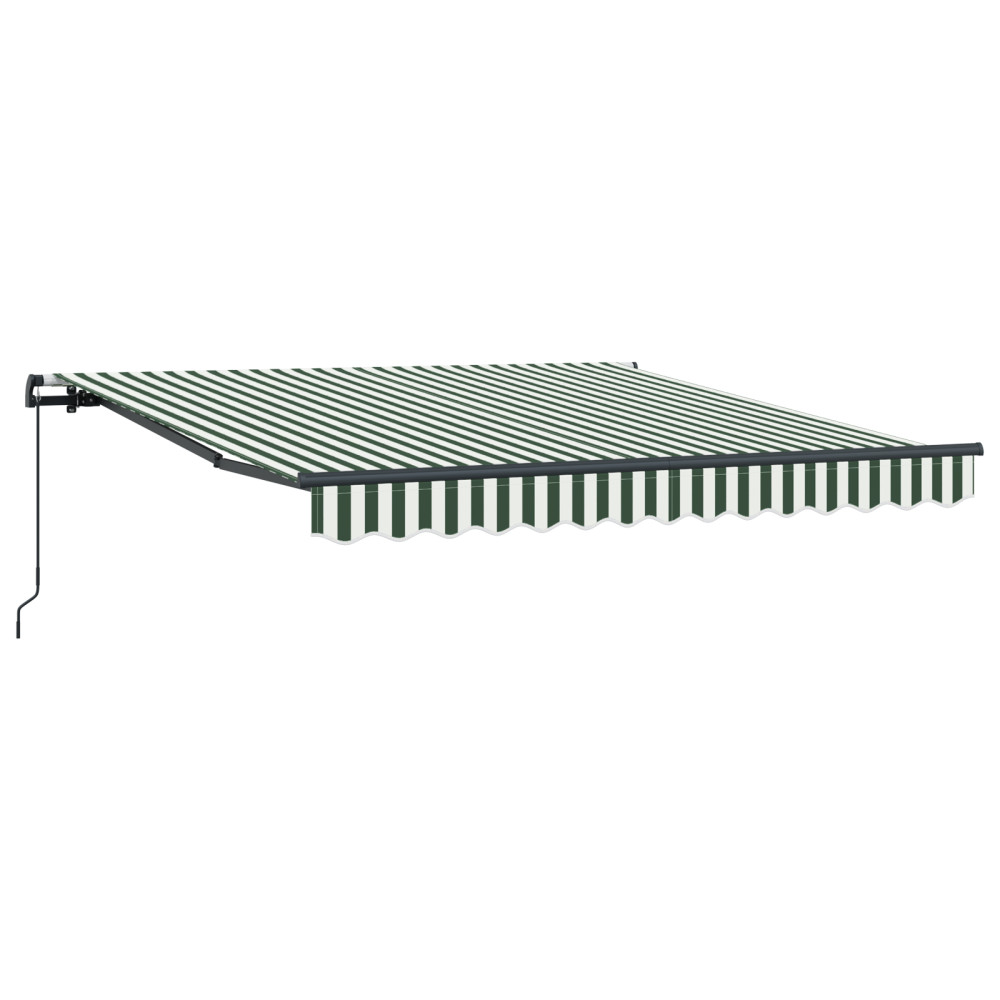 Produktbild för Utdragbar markis Grön och Vit 350 x 250 cm