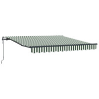 Produktbild för Utdragbar markis Grön och Vit 350 x 250 cm Duk och Aluminium