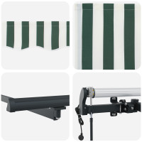 Produktbild för Utdragbar markis Grön och Vit 350 x 250 cm Duk och Aluminium