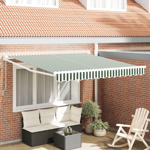 vidaXL Utdragbar markis Grön och Vit 350 x 250 cm
