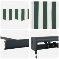 Produktbild för Utdragbar markis Grön och Vit 350 x 250 cm Canvas och Aluminium