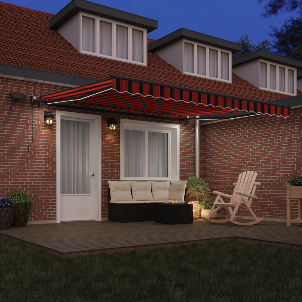 Produktbild för Utdragbar markis orange och brun 400 × 300 cm Duk och Aluminium