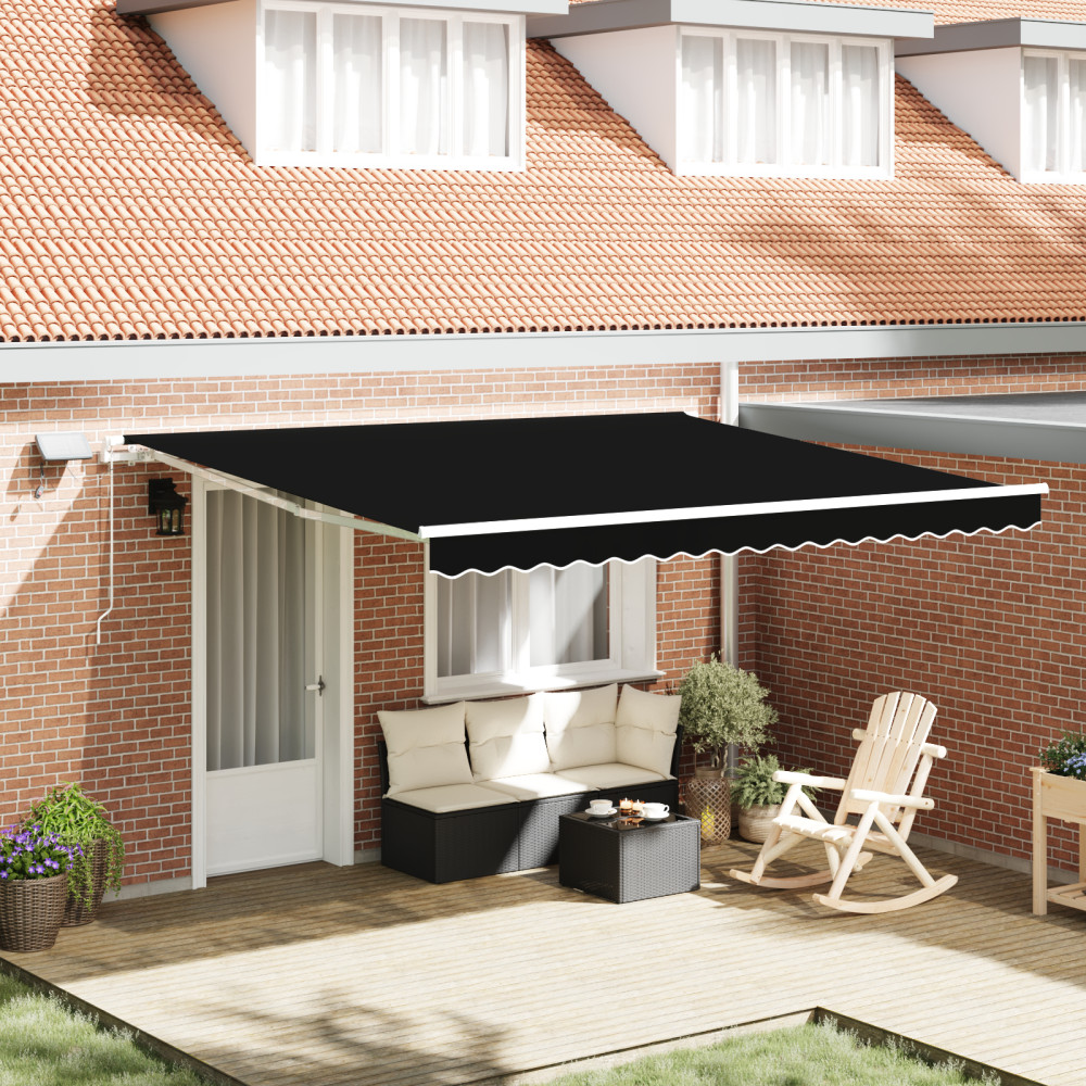 Produktbild för Utdragbar markis Svart 400 × 300 cm Duk och Aluminium