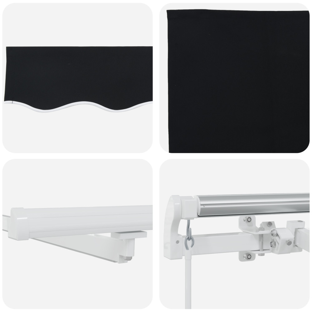 Produktbild för Utdragbar markis Svart 400 × 300 cm Duk och Aluminium