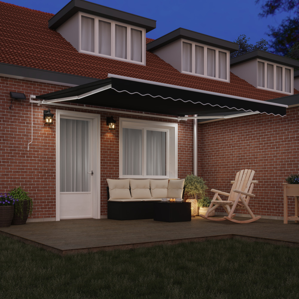 Produktbild för Utdragbar markis Svart 400 × 300 cm Duk och Aluminium