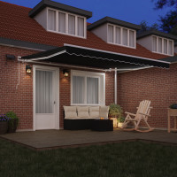 Produktbild för Utdragbar markis Svart 400 × 300 cm Duk och Aluminium