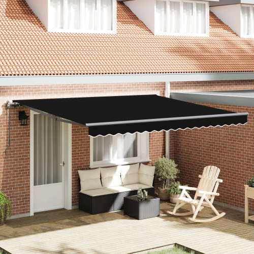 vidaXL Utdragbar markis Svart 400 × 300 cm Duk och Aluminium