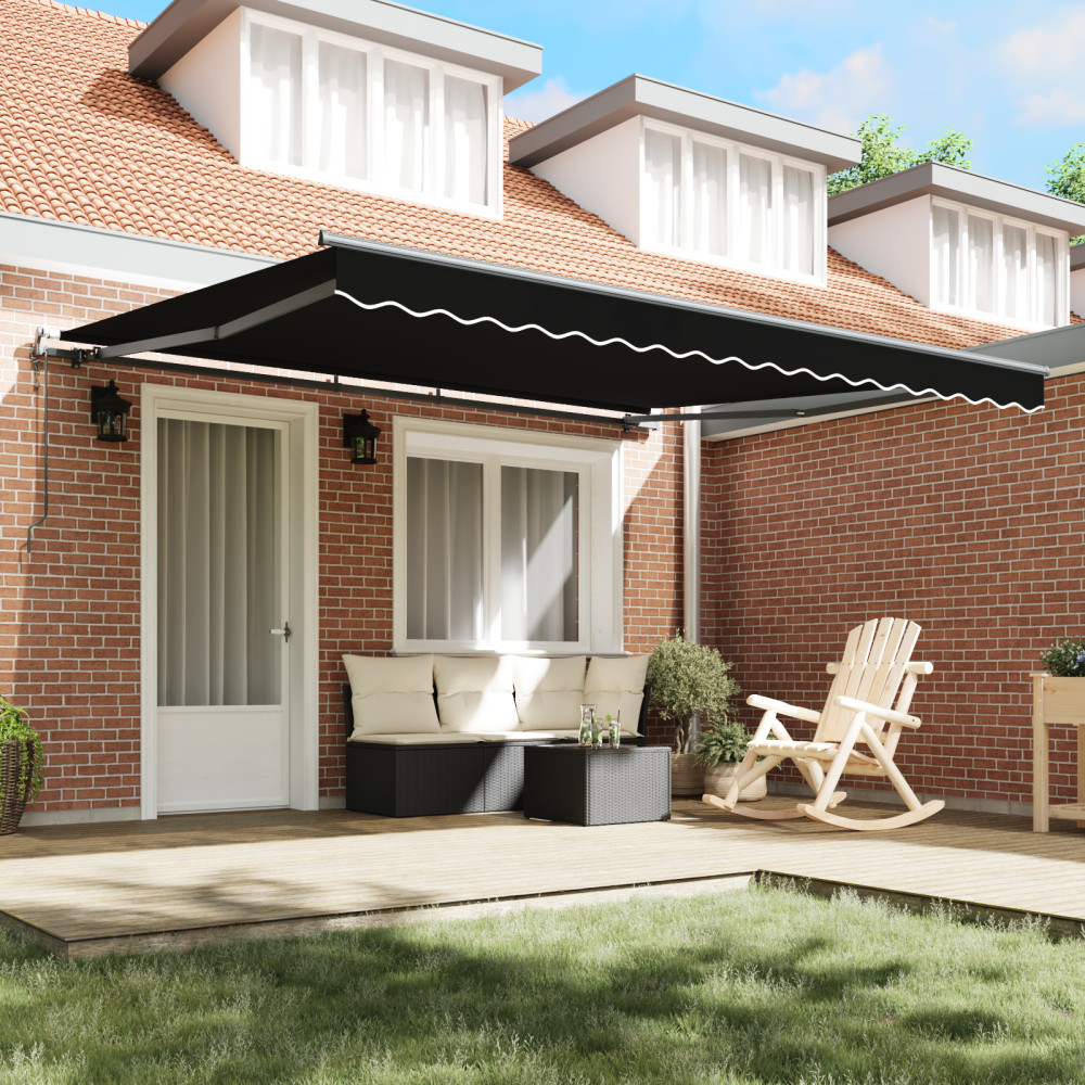 Produktbild för Utdragbar markis Svart 400 × 300 cm Duk och Aluminium