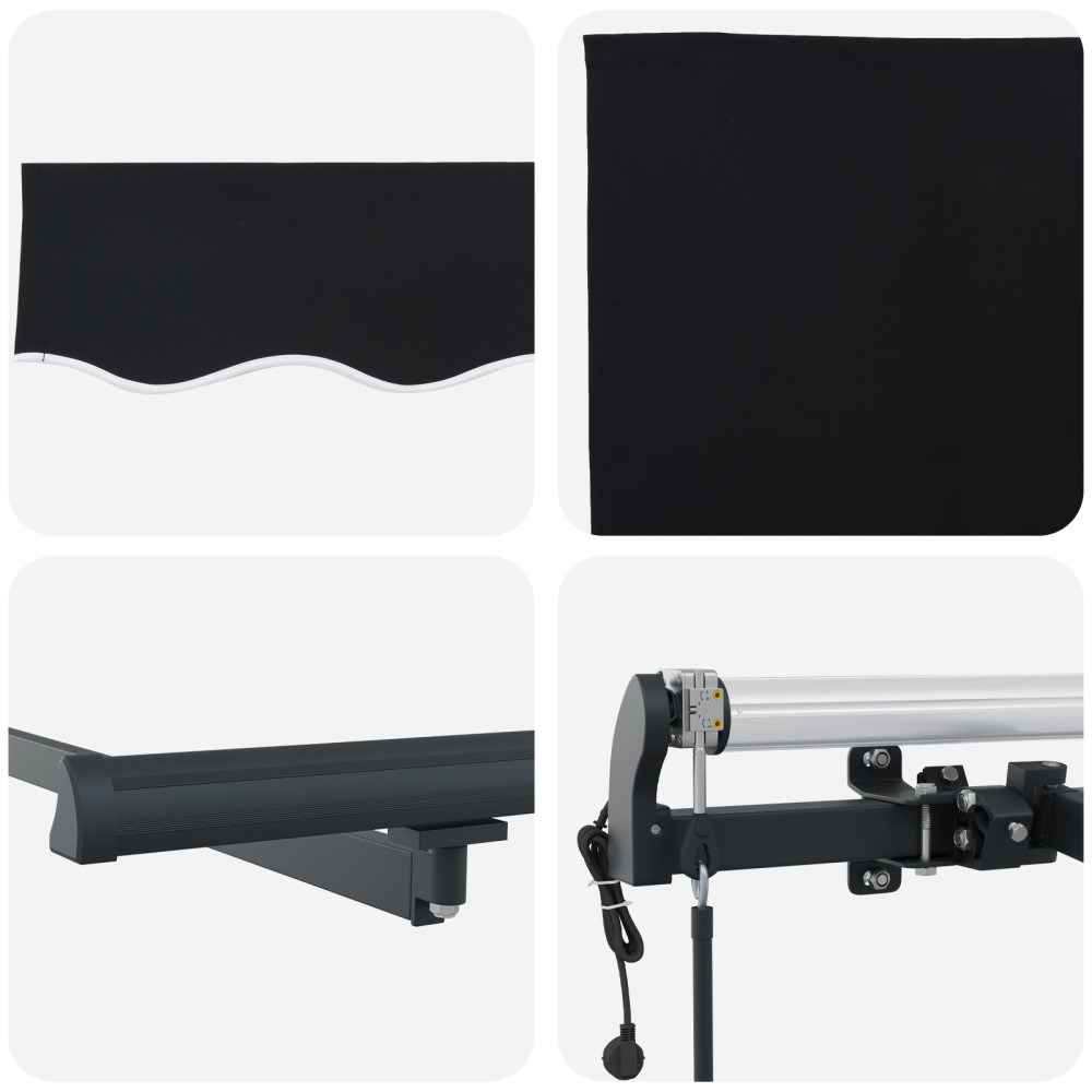 Produktbild för Utdragbar markis Svart 400 × 300 cm Duk och Aluminium