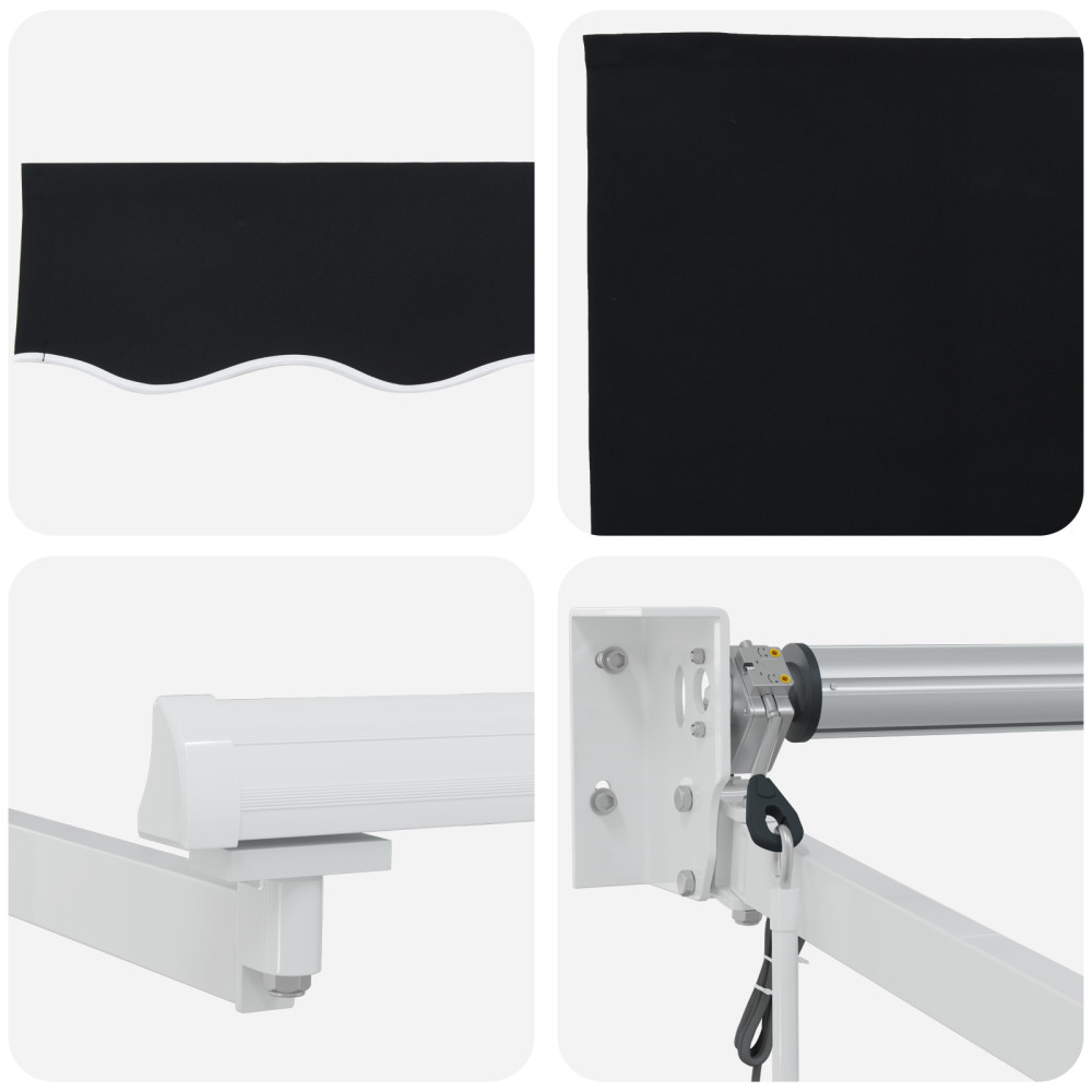 Produktbild för Markis Svart 400 × 300 cm Polyester och metall
