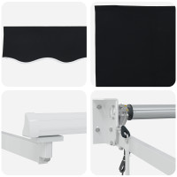Produktbild för Markis Svart 400 × 300 cm Polyester och metall