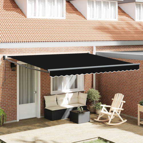 vidaXL Utfällbar markis Svart 400 × 300 cm Polyester och aluminium - Markiser & Tillbehör