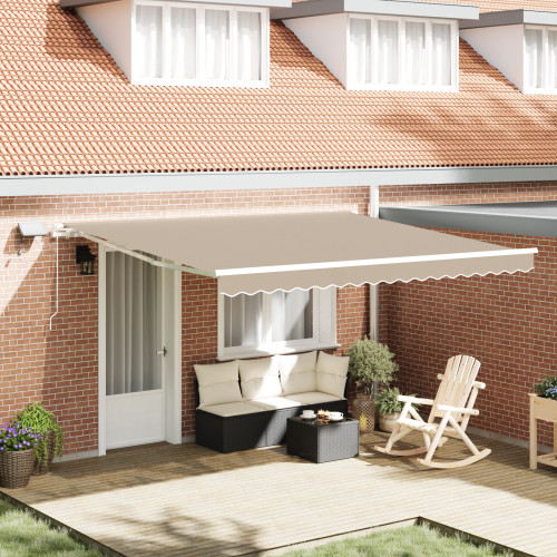 vidaXL Utdragbar markis Beige 400 × 300 cm Duk och Aluminium