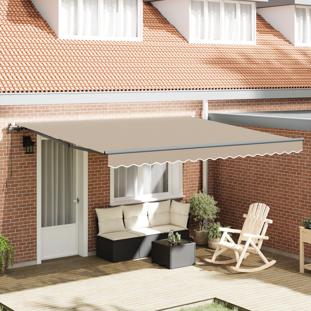 Produktbild för Utdragbar markis Beige 400 × 300 cm Polyester och aluminium