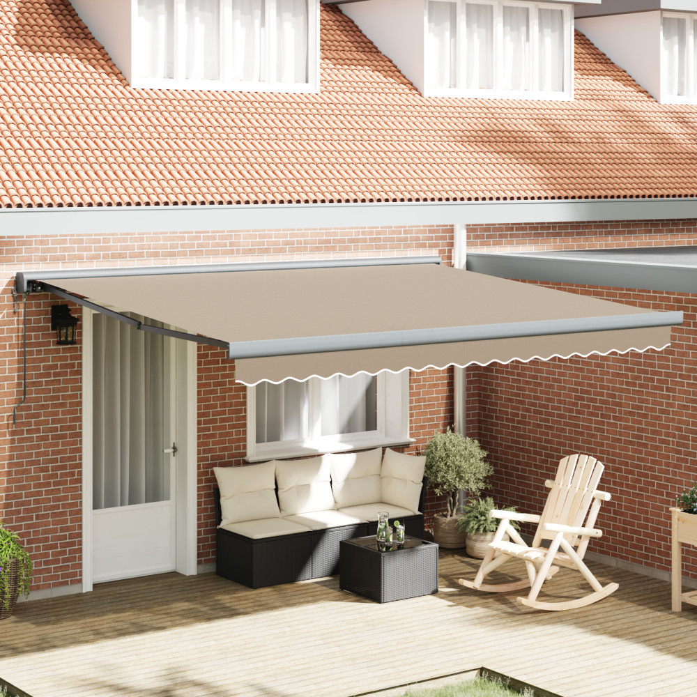 Produktbild för Utdragbar markis Beige 400 × 300 cm Tyg och Metall