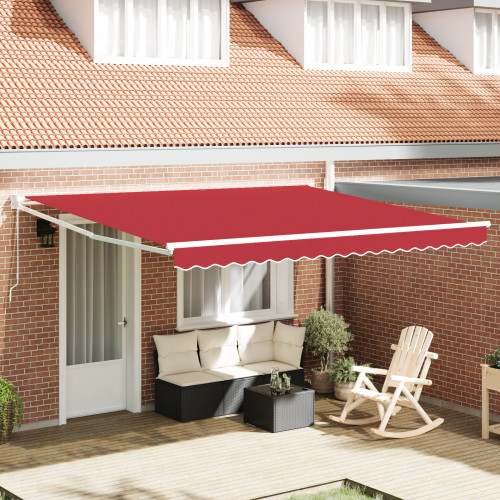 vidaXL Utdragbar markis Röd 400 × 300 cm Polyester och aluminium