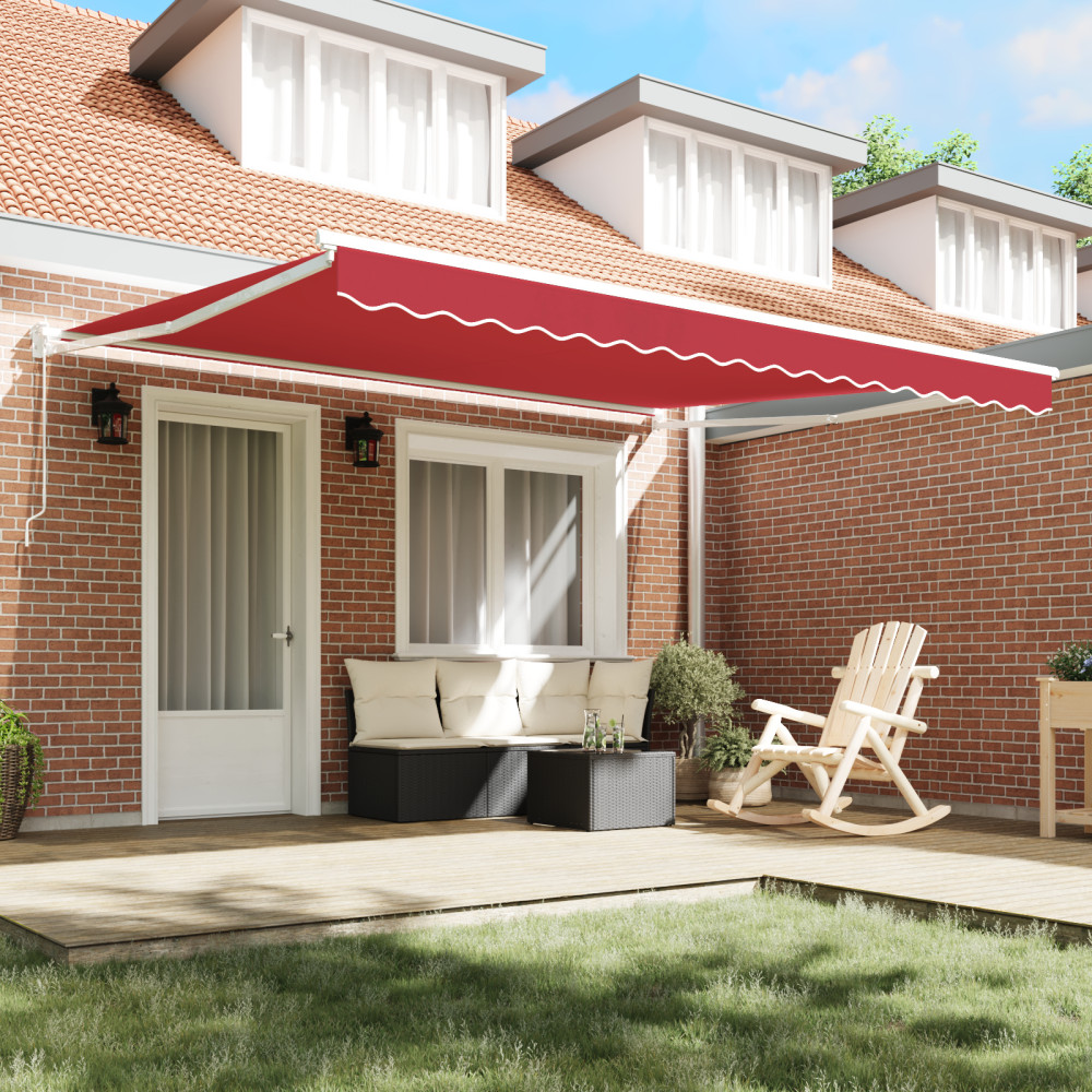 Produktbild för Utdragbar markis Röd 400 × 300 cm 100% Polyester och Aluminium