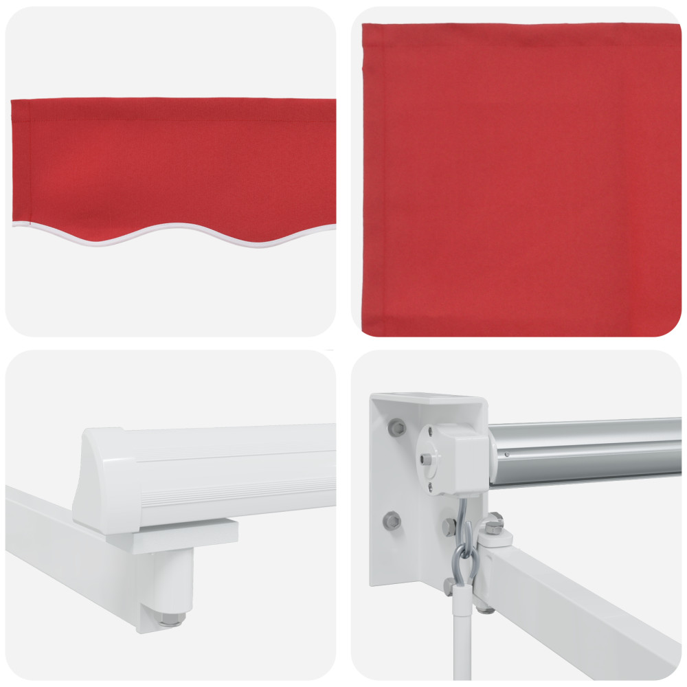 Produktbild för Utdragbar markis Röd 400 × 300 cm 100% Polyester och Aluminium