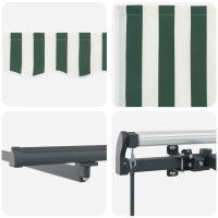 Produktbild för Utdragbar markis Grön och Vit 400 × 300 cm Duk och Aluminium