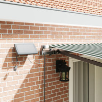 Produktbild för Utdragbar markis Grön och Vit 400 × 300 cm Duk och Aluminium