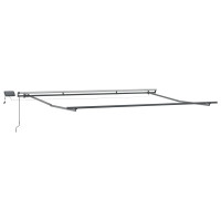 Produktbild för Utdragbar markis Grön och Vit 400 × 300 cm Duk och Aluminium