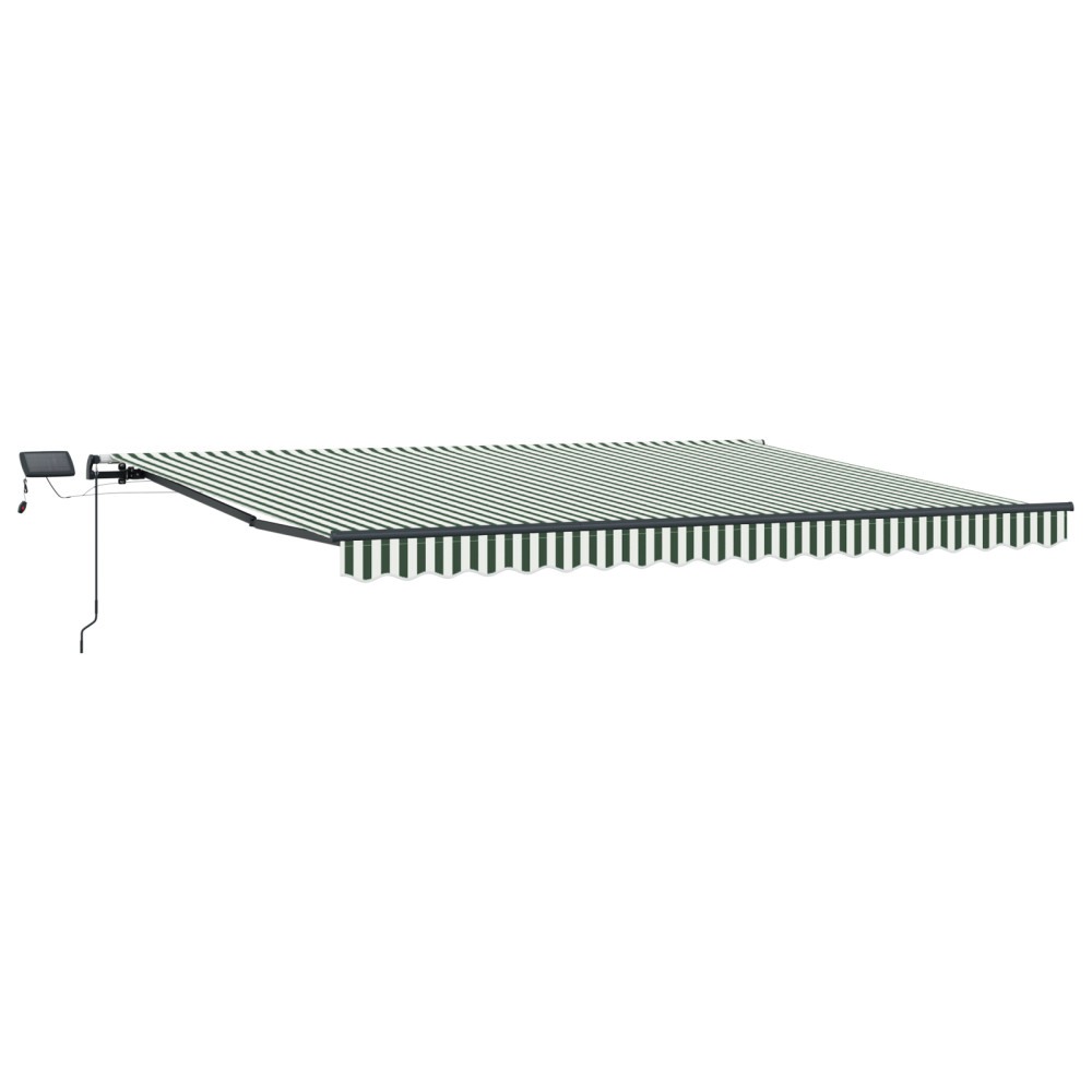 Produktbild för Utdragbar markis Grön och Vit 400 × 300 cm Duk och Aluminium