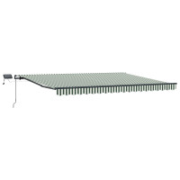 Produktbild för Utdragbar markis Grön och Vit 400 × 300 cm Duk och Aluminium