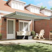 Produktbild för Utdragbar markis Grön och Vit 400 × 300 cm Duk och Aluminium