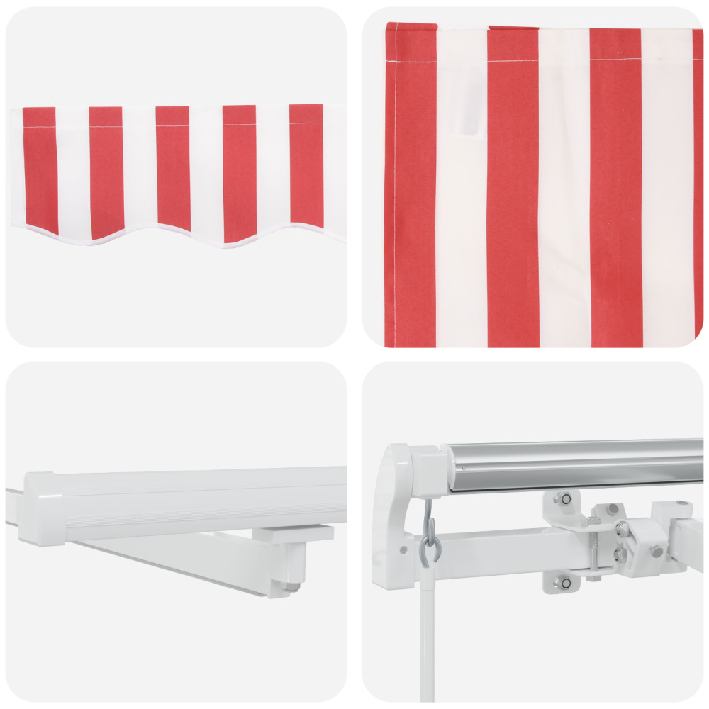 Produktbild för Utdragbar markis Röd och Vit 400 × 300 cm Duk och Aluminium