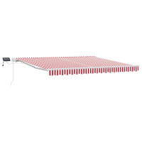 Produktbild för Utdragbar markis Röd och Vit 400 × 300 cm Duk och Aluminium