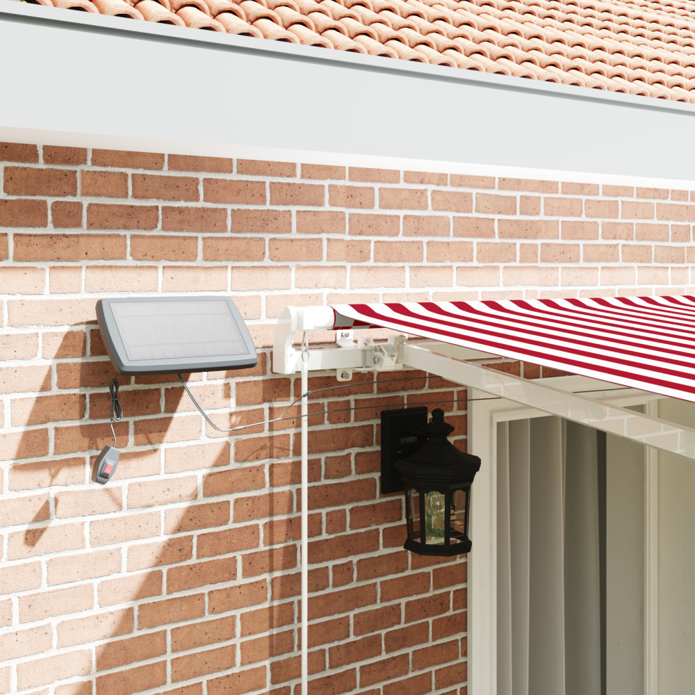 Produktbild för Utdragbar markis Röd och Vit 400 × 300 cm Duk och Aluminium