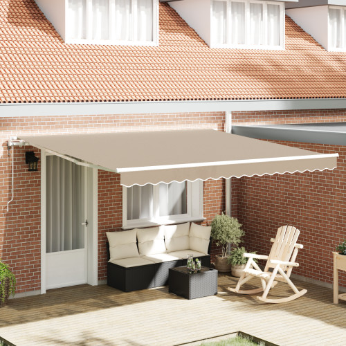 vidaXL Utdragbar markis Beige 400 × 350 cm Duk och Aluminium