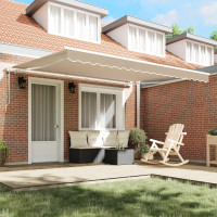 Produktbild för Utdragbar markis Beige 400 × 350 cm Duk och Aluminium