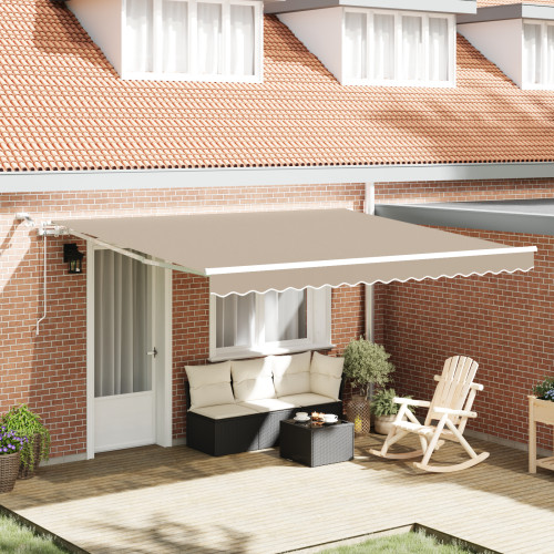 vidaXL Utdragbar markis Beige 400 × 350 cm Polyester
