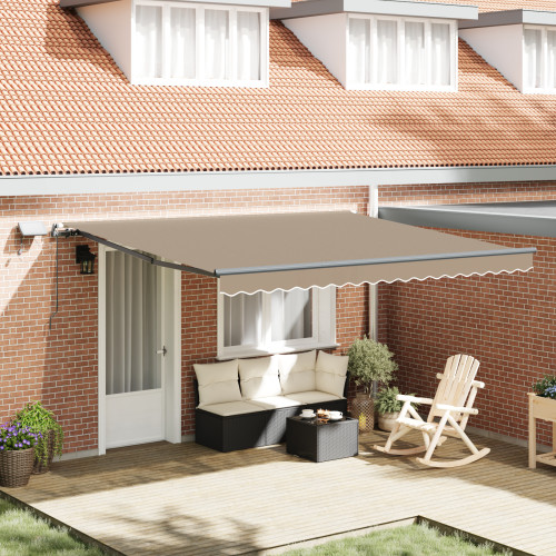 vidaXL Utdragbar markis Beige 400 × 350 cm Duk och Aluminium