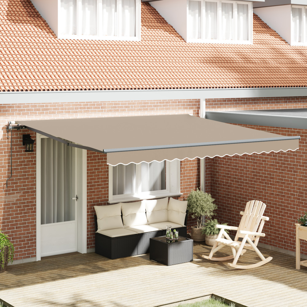 Produktbild för Utdragbar markis Beige 400 × 350 cm Duk och Aluminium