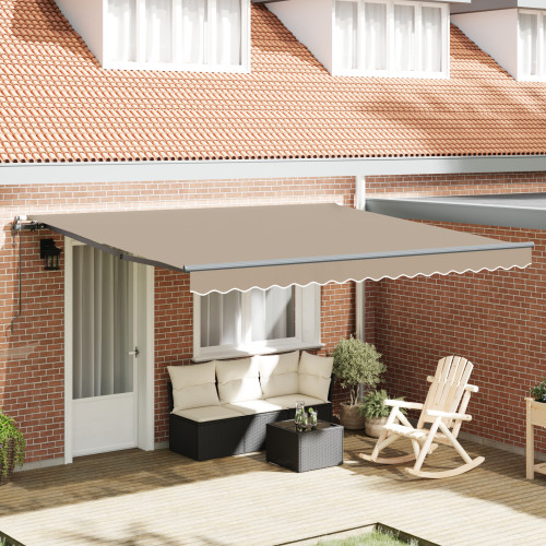 vidaXL Utdragbar markis Beige 400 × 350 cm Duk och Aluminium