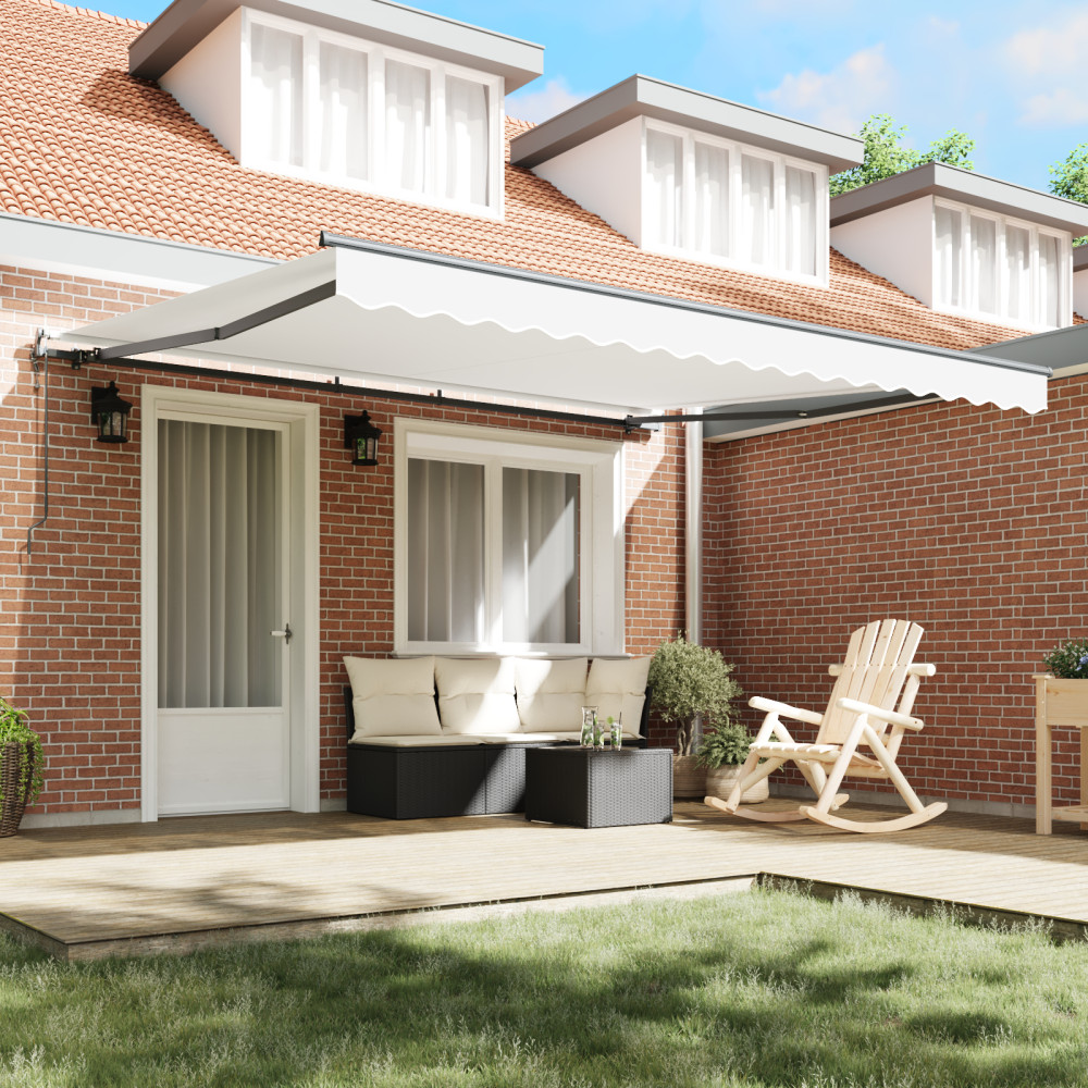 Produktbild för Utdragbar markis Vit 400 × 350 cm Duk och Aluminium