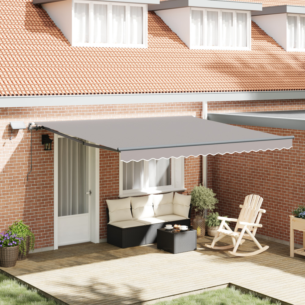Produktbild för Utdragbar markis Ljusgrå 400 × 350 cm Duk och Aluminium